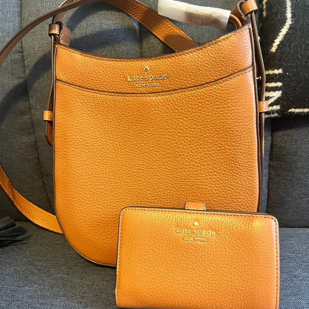 Kate Spade pebbles leather crossbody and matching wallet.